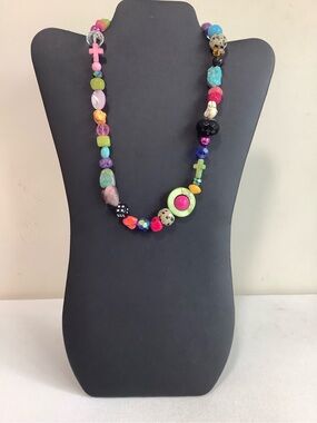 Colorful Multicolor Beaded Cross Necklace for Women